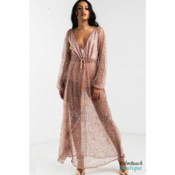 sparkly long sleeve maxi dress